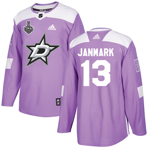 Men Adidas Dallas Stars #13 Mattias Janmark Purple Authentic Fights Cancer 2020 Stanley Cup Final Stitched NHL Jersey